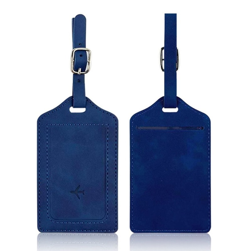 Portable Leather Luggage Tag Travel Suitcase Name Address ID Holder