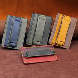 card holder for back of phone pu credit card phone holder, adhesive phone wallet stick on credit card holder