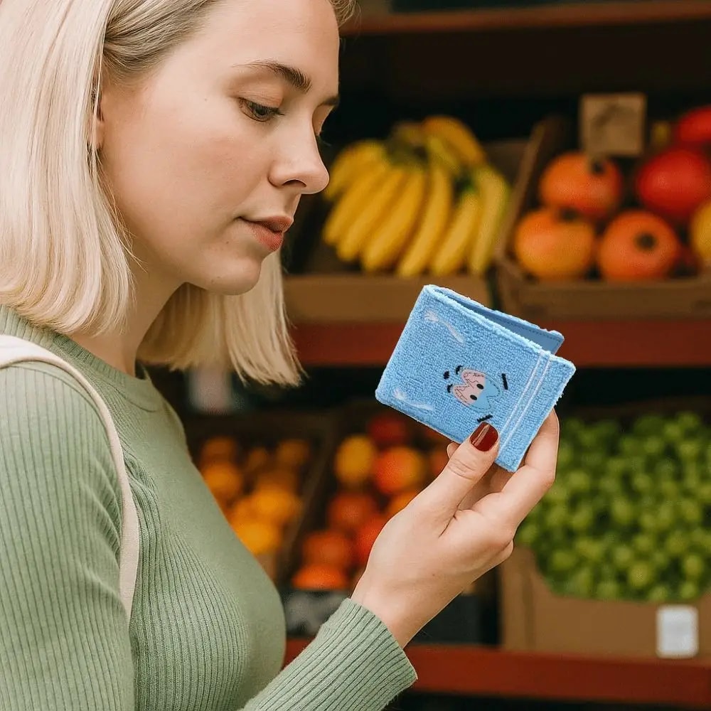 Cute Blue Women's Short Wallet, New Design PU Card Holder, Embroidery Money Bag for Students