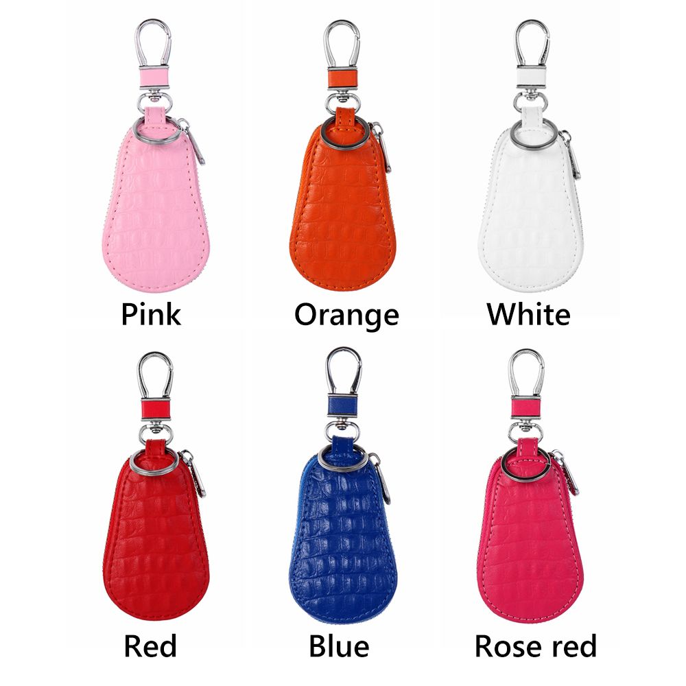 Crocodile Pattern Coin Purse Zipper Wallet, Genuine Leather Key Case, Keychain Holder for Car Keys