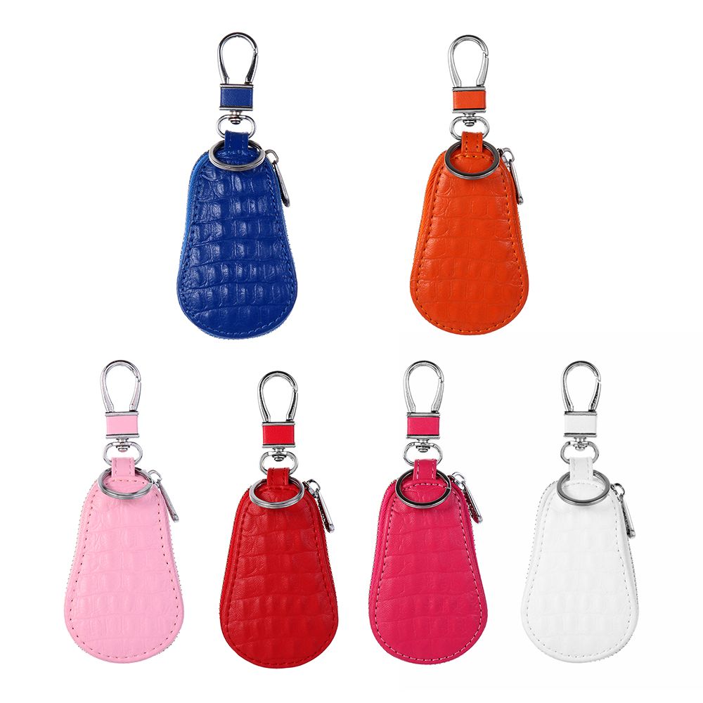 Crocodile Pattern Coin Purse Zipper Wallet, Genuine Leather Key Case, Keychain Holder for Car Keys