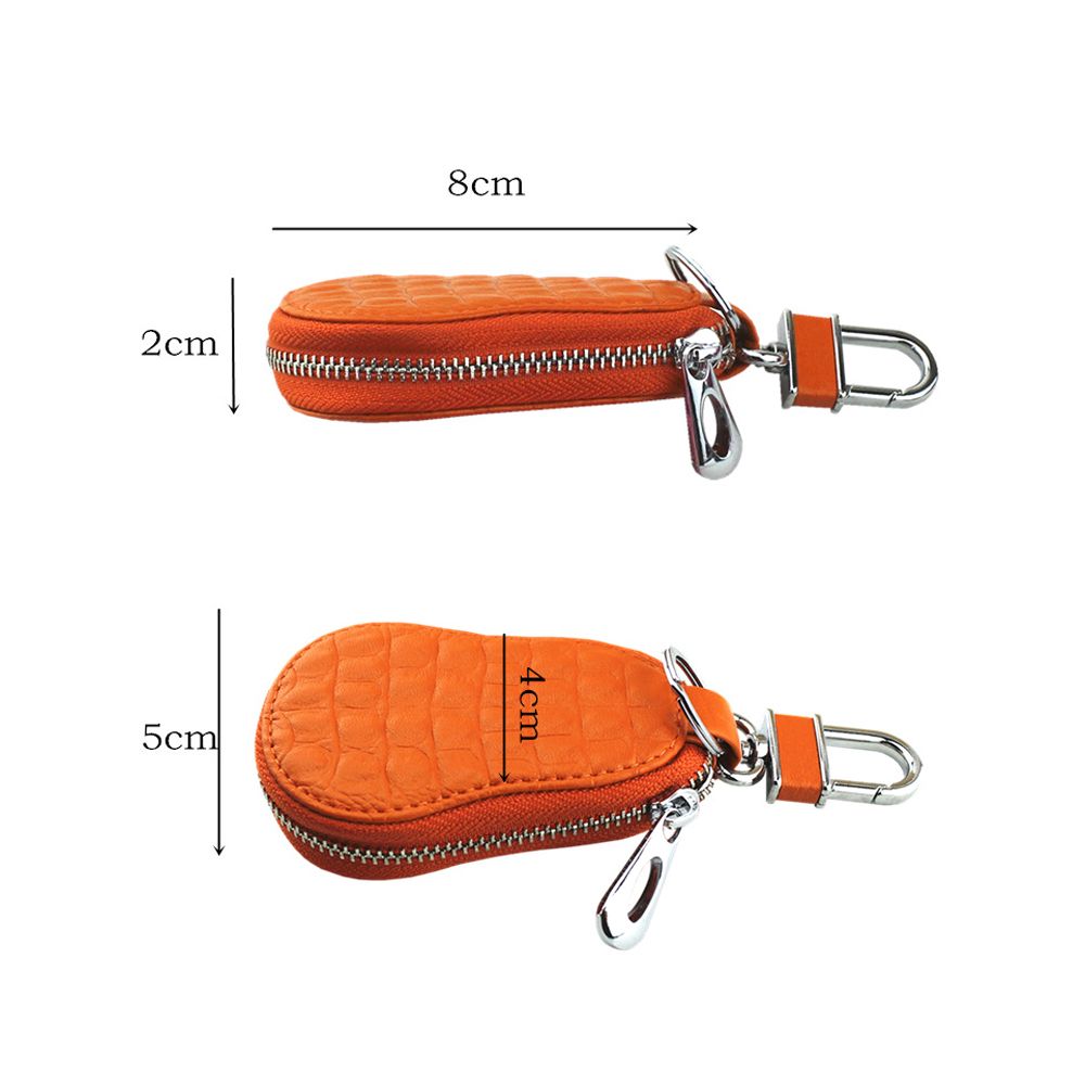 Crocodile Pattern Coin Purse Zipper Wallet, Genuine Leather Key Case, Keychain Holder for Car Keys
