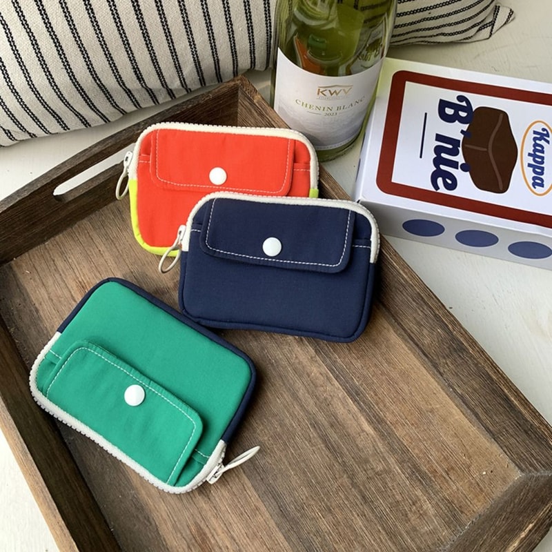 New Solid Color Coin Purse, Canvas Mini Cash Wallet, Travel Key Pouch, Lightweight Storage Bag for Men and Women