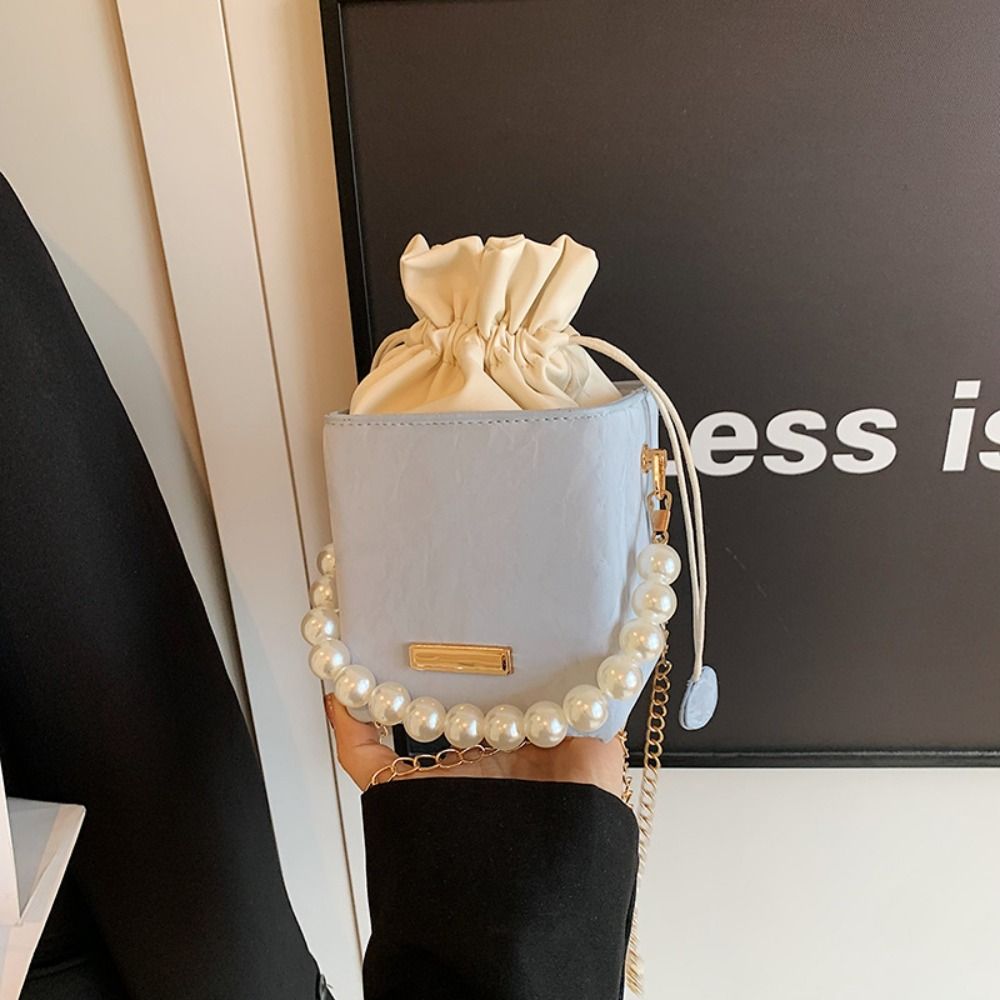 Pearl Waist Bag With Fashion Chain Vintage PU Leather Crossbody Bag 7