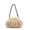 Trendy Soft Faux Fur Shoulder Bag, Pleated Design Women's Plush Hobo Handbag