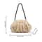 Trendy Soft Faux Fur Shoulder Bag, Pleated Design Women's Plush Hobo Handbag