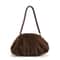 Trendy Soft Faux Fur Shoulder Bag, Pleated Design Women's Plush Hobo Handbag