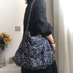 casual cotton shopping bag, portable reusable crossbody bag, high-capacity handbags with bandanna print