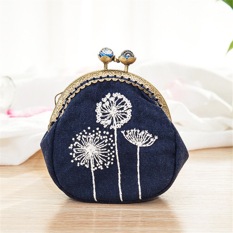 Flowers Bird Embroidered Coin Purse Wallet, Mobile Phone Bags Kit, Handmade DIY Clutch Bag