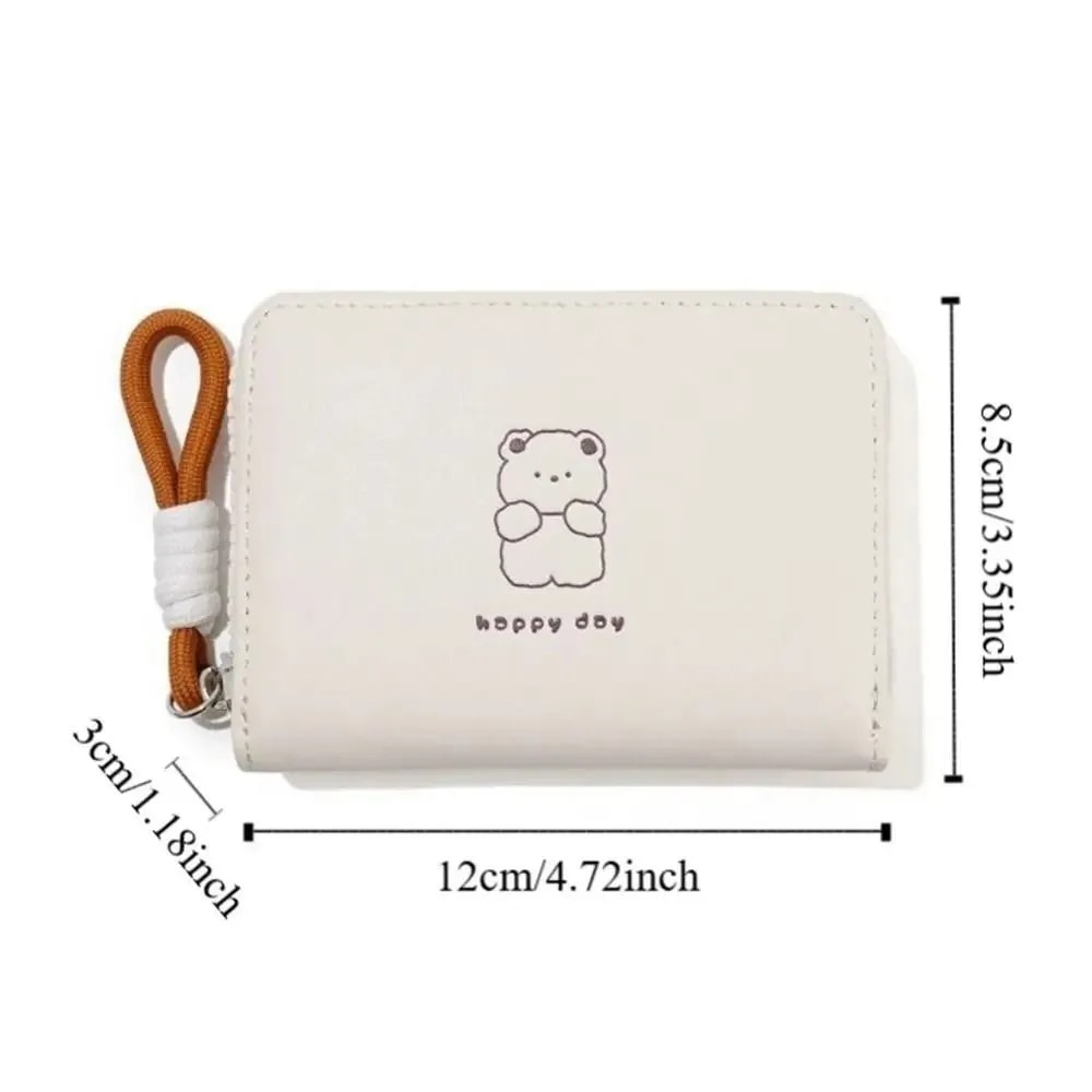 Cute Cartoon Women Wallet Bear Rabbit Cat PU Leather Coin Purse Short Wallet for Everyday Use