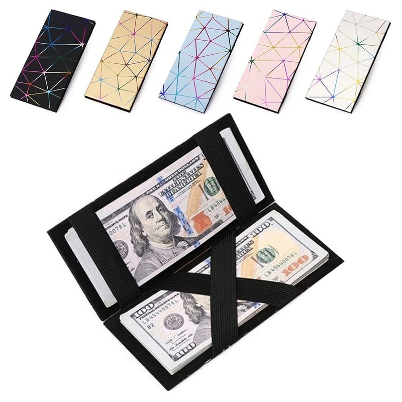 Thin Long Money Clip For Women Man PU Leather Coin Purse Fashion Long Wallets 0