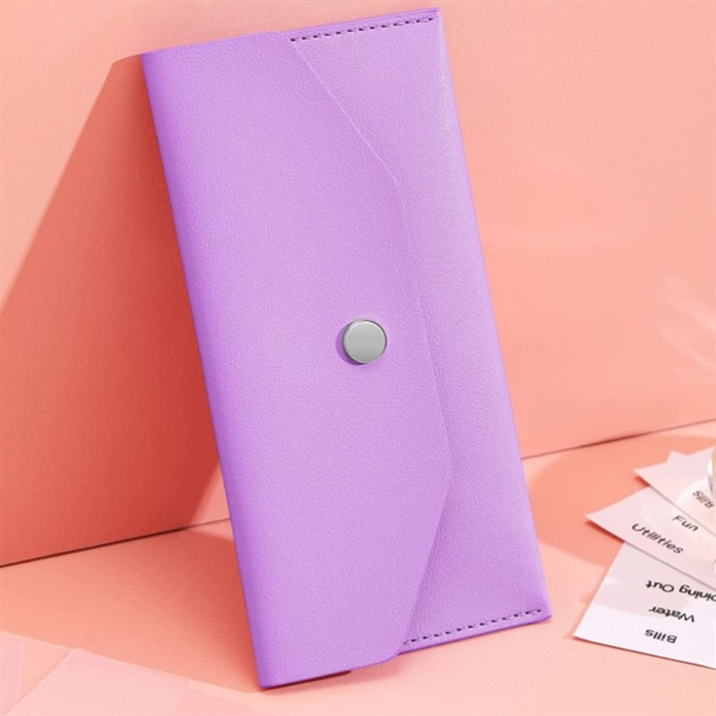 Ultra-thin Cash Envelope Wallet, Wear-resistant PU Leather Money Binder, Waterproof Money Pouch for Male and Female