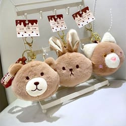 design multicolor cartoon animal purse keychain, bear rabbit dog coin bag, earphone case pendant