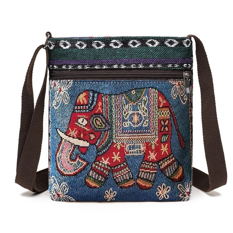 Women Square Small Canvas Embroidered Phone Shoulder Bag Retro Ethnic Style Crossbody Messenger Handbags for Travel