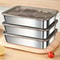 Stainless Steel Food Storage Container with Cover, Rectangle Dish, Noodles Tray, Lunch Box, Refrigerator Organizer