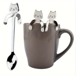 stainless steel coffee spoon, cute cat shape teaspoon, ice cream mini spoons