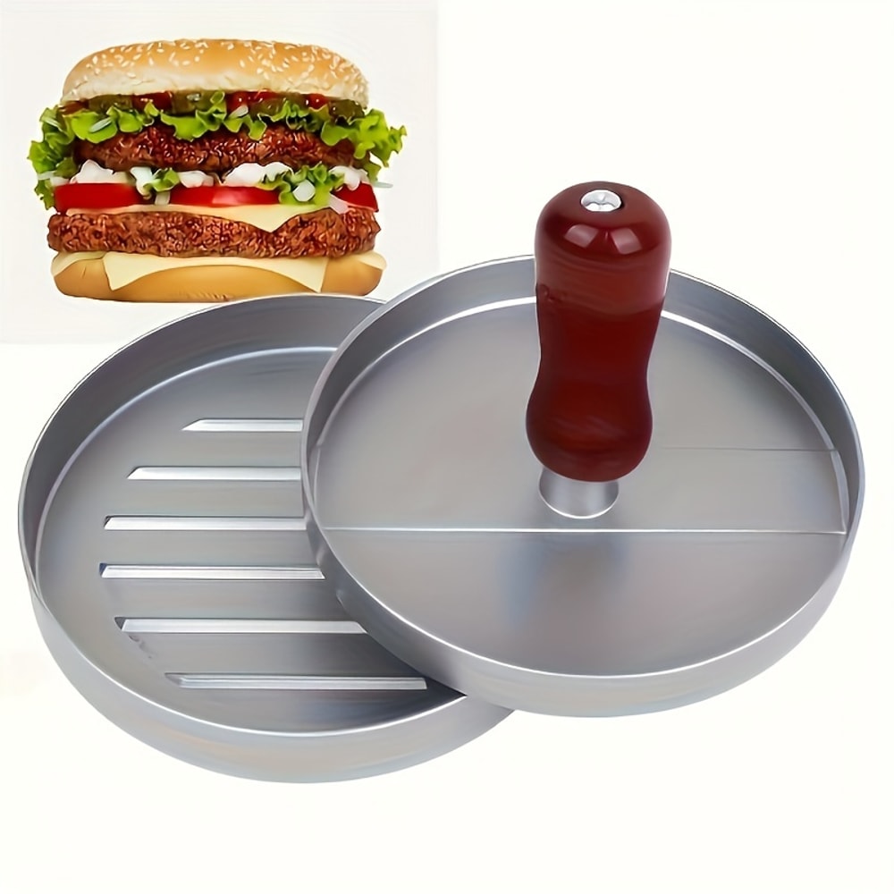 Non-Stick Burger Press Patty Maker, Metal Hamburger Mold for Beef, Cheese, Veggie Burger Making, BBQ Grill Cooking