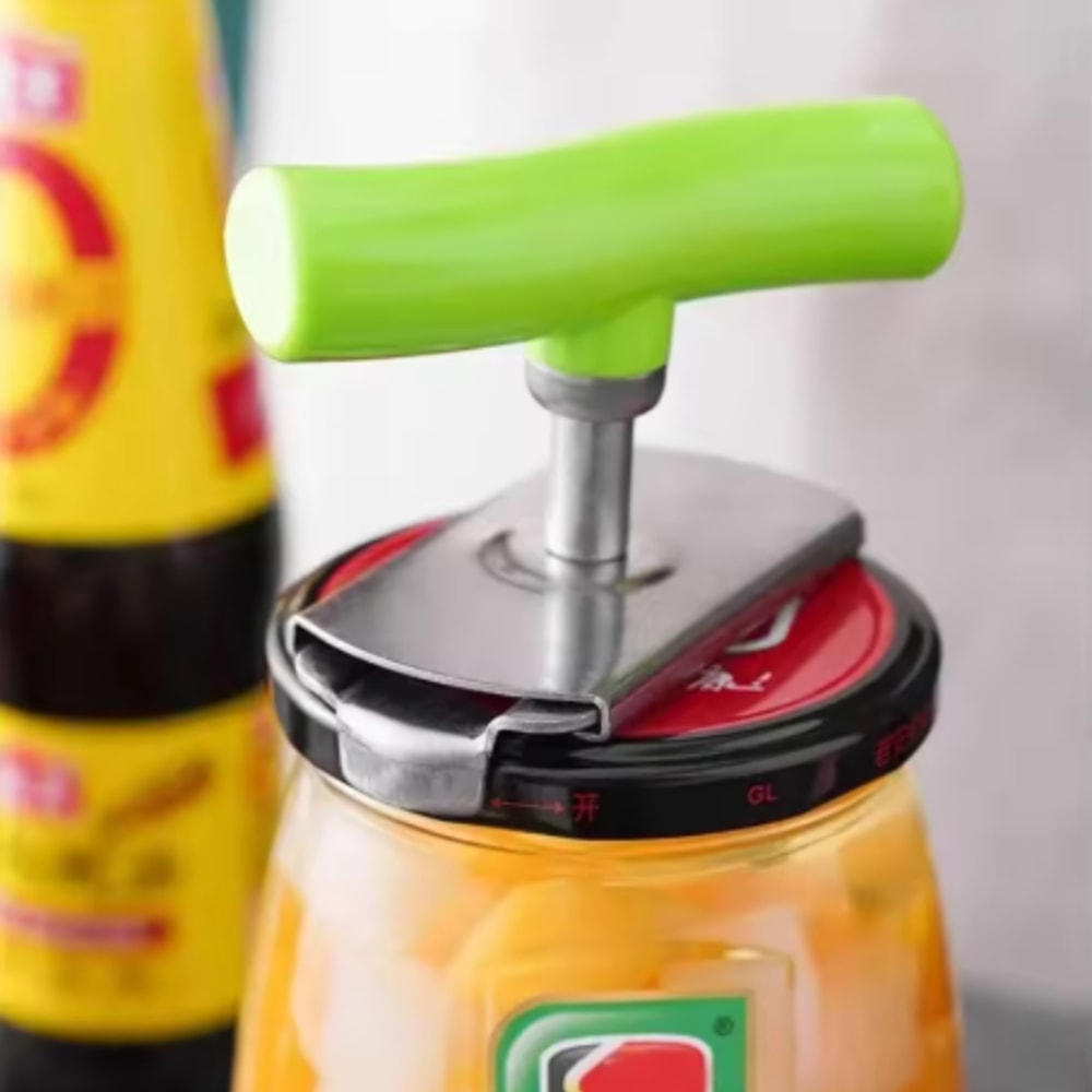 Stainless Steel Can Opener Laborsaving Adjustable Lid Unscrew Multifunctional Rotating Bottle Opene 2
