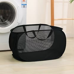 portable breathable mesh laundry basket, foldable household clothes storage organizer with handle, lightweight trousers