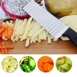 stainless steel potato chip slicer, dough vegetable fruit crinkle wavy slicer knife for french fries