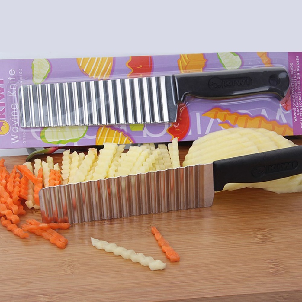 Stainless Steel Potato Chip Slicer, Dough Vegetable Fruit Crinkle Wavy Slicer Knife for French Fries