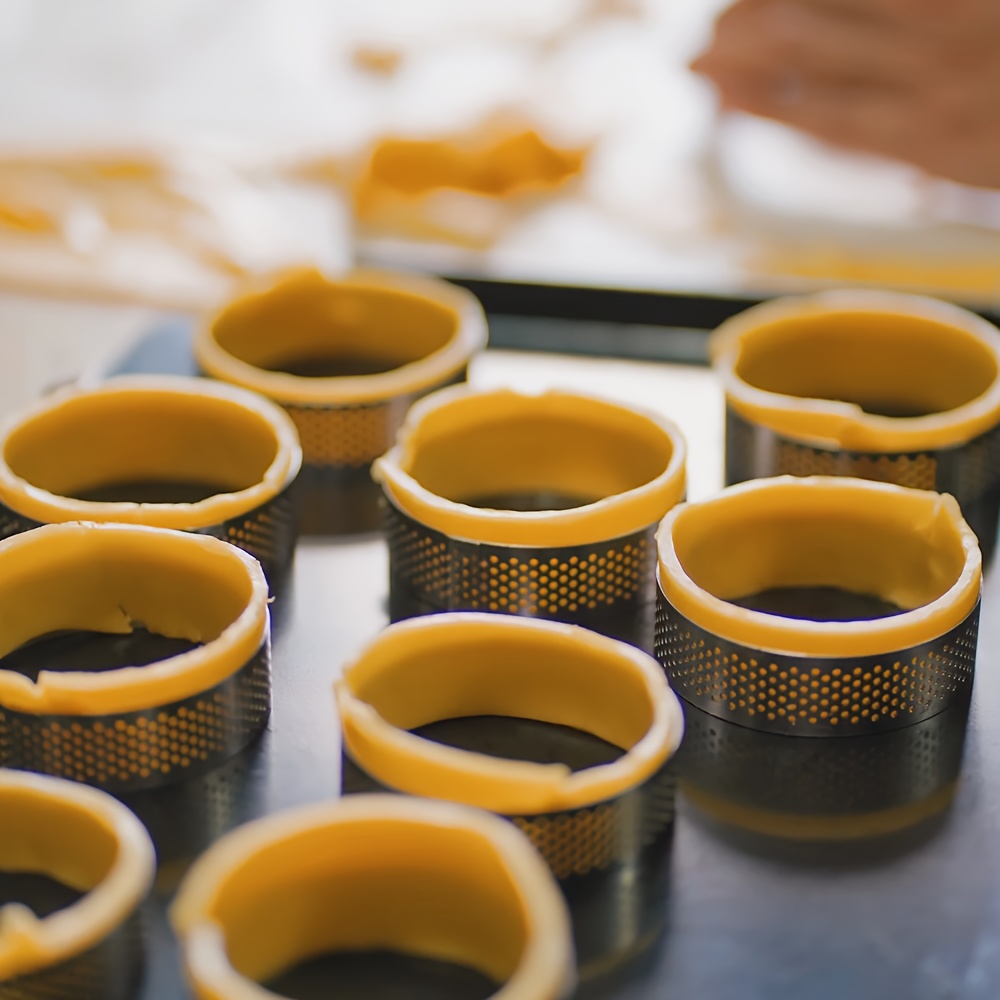 Perforated Tartlet Cake Mousse Mould, Stainless Steel Tart Mold, Pie Ring Cutter for Baking