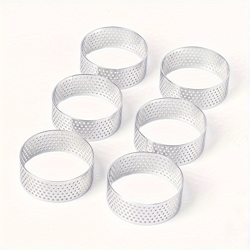 Perforated Tartlet Cake Mousse Mould, Stainless Steel Tart Mold, Pie Ring Cutter for Baking