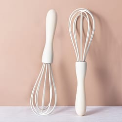white manual silicone whisk, hand-held baking mixing tool, cooking kitchen tools setki