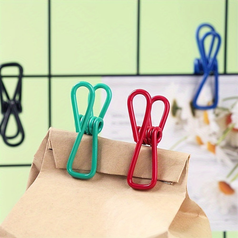 Multi-Purpose PVC-Coated Steel Clips for Sealing Food Bags, Durable Kitchen Dining Accessories for Chips, Laundry