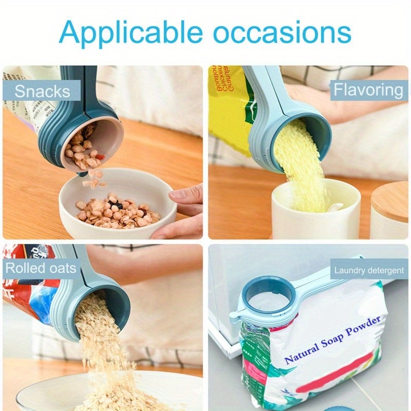 Food Storage Bag Sealing Clip With Pour Spout Plastic Cap Sealer Clip For Snack Candy Fresh Storage 3