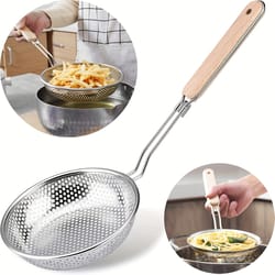 skimmer spoon thickened stainless steel strainer, large kitchen fried strainer, household lo mein and dumpling strainer