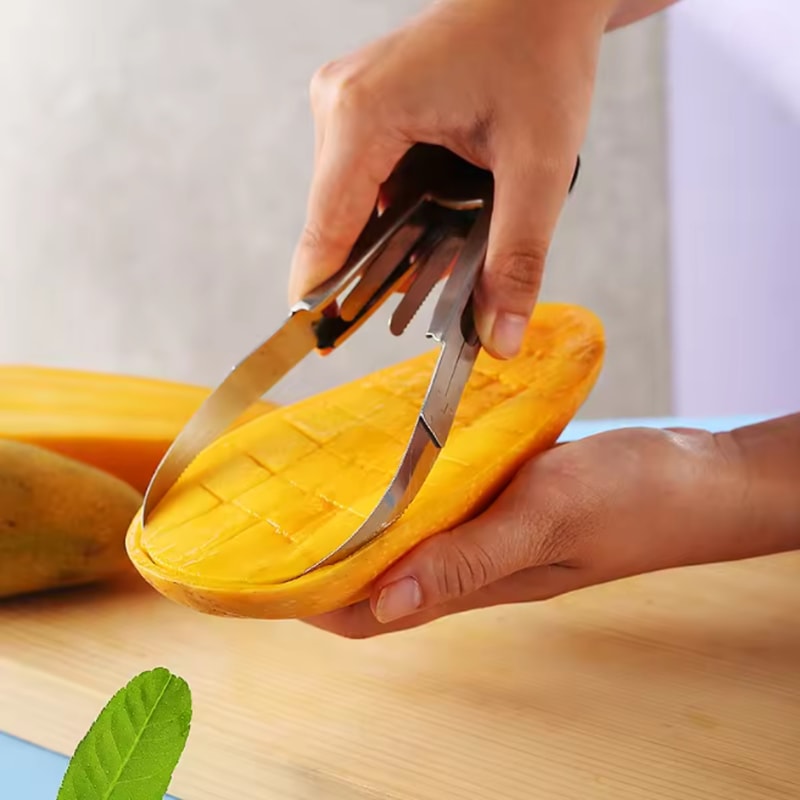 Stainless Steel Mango Cutter Splitter Avocado Slicer Fruit Melon Cutting Knife 0