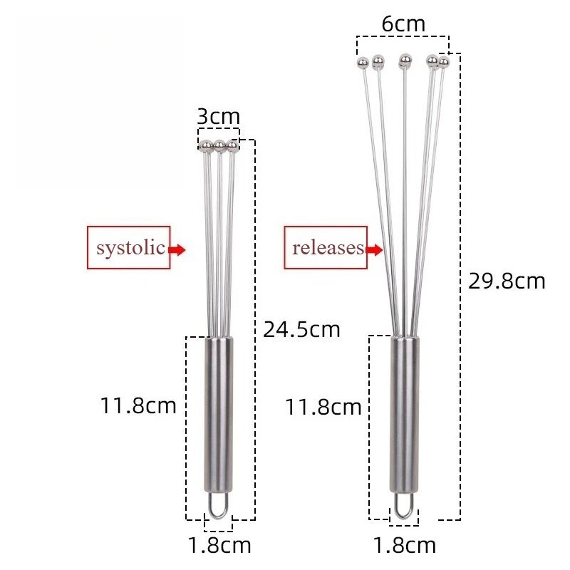 Stainless Steel Ball Whisk Kitchen Whisk Egg Beater For Blending Cooking Baking Tool 7