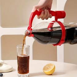 adjustable drink pouring cup handle, built-in bottle opener, beverage inverting holder with lemon cover rack