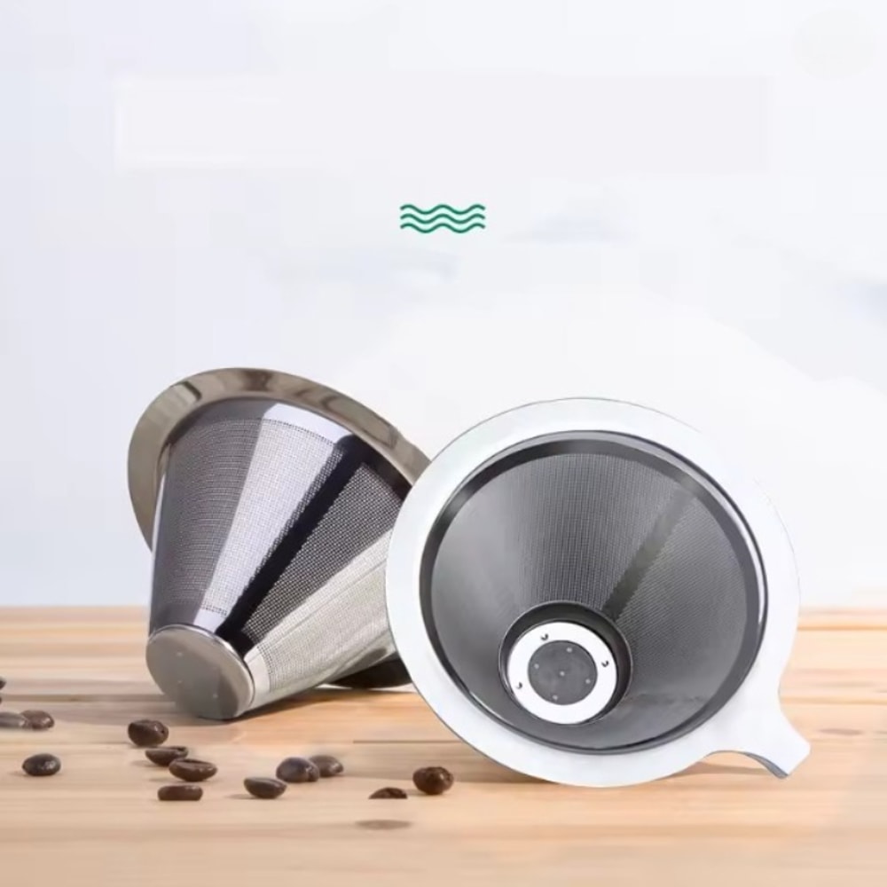 Stainless Steel Coffee Funnel Double Layer Fine Mesh Reusable Coffee Filter Durable Coffee Accessor 1