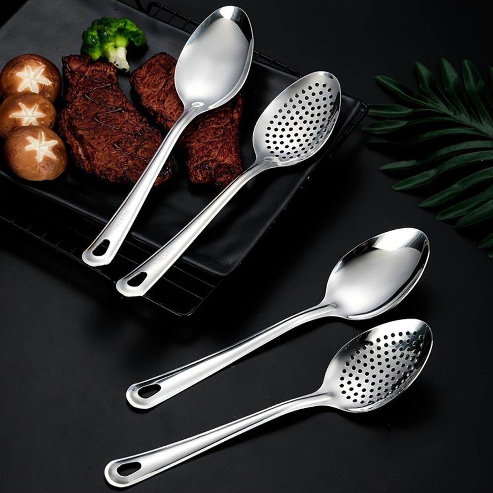 Durable Antirust Stainless Steel Colander Noodle Spoon DeepFried Skimmer Spoon For Kitchen 1