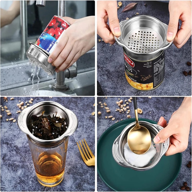 Stainless Steel Food Can Strainer Sieve, Tuna Press Lid Oil Drainer Remover, Dishwasher Safe Design