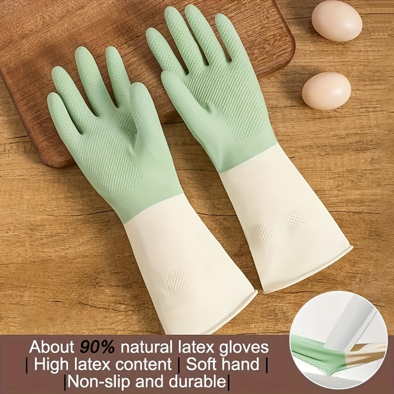 Durable Wearresistant Dishwashing Gloves Kitchen Rubber Gloves Twocolor Waterproof Gloves For Clean 1