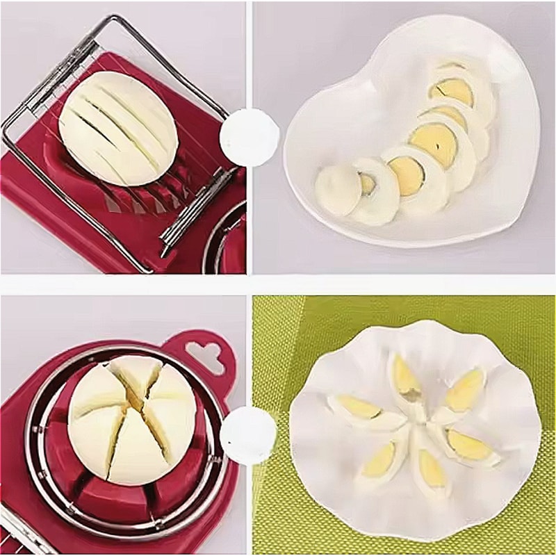 Stainless Steel Egg Cutter Plastic Base Preserved Egg Splitter Egg Cutting Artifact Kitchen Tool 5