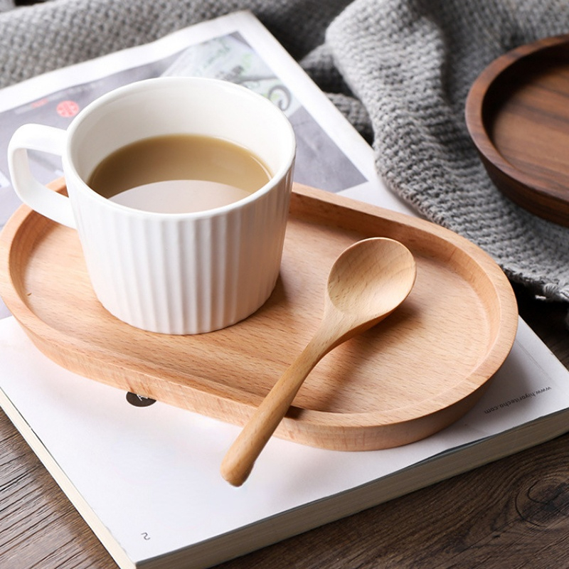 Tableware Solid Wood Round Dessert Plate, Wooden Tray, Snack Tray, Wooden Dried Fruit Tray, Kitchen Accessories