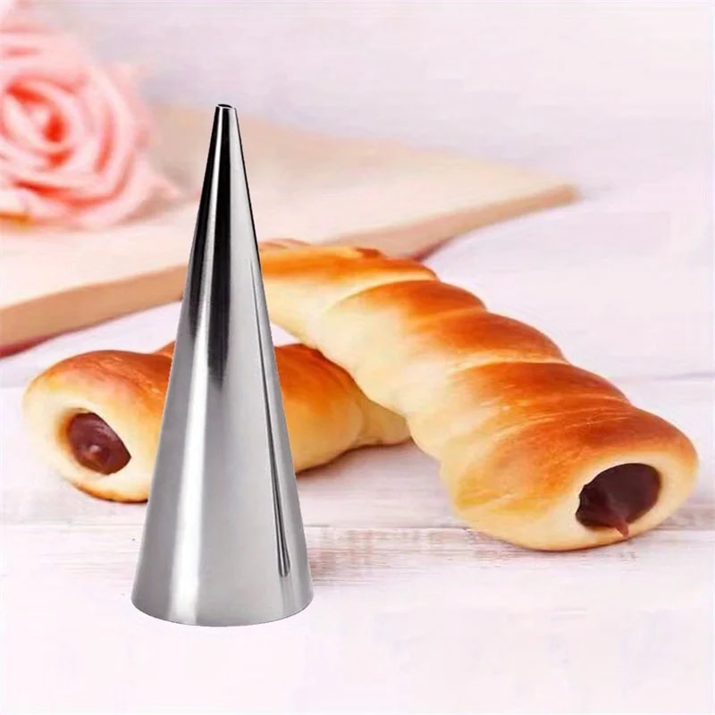 Kitchen Stainless Steel Baking Cones, Horn Pastry Roll Cake Mold for Croissants, Spiral Baked Croissants Tubes