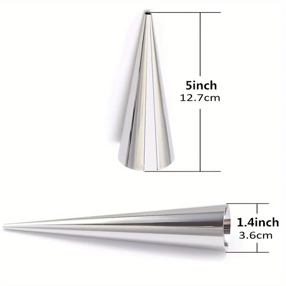 Kitchen Stainless Steel Baking Cones, Horn Pastry Roll Cake Mold for Croissants, Spiral Baked Croissants Tubes