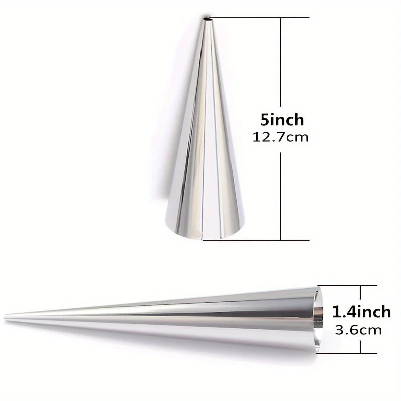 Kitchen Stainless Steel Baking Cones, Horn Pastry Roll Cake Mold for Croissants, Spiral Baked Croissants Tubes