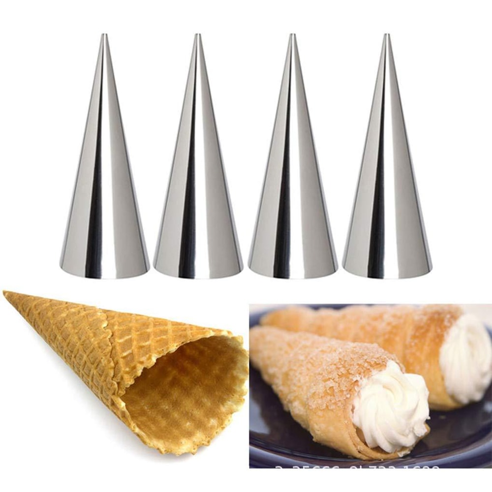 Kitchen Stainless Steel Baking Cones, Horn Pastry Roll Cake Mold for Croissants, Spiral Baked Croissants Tubes