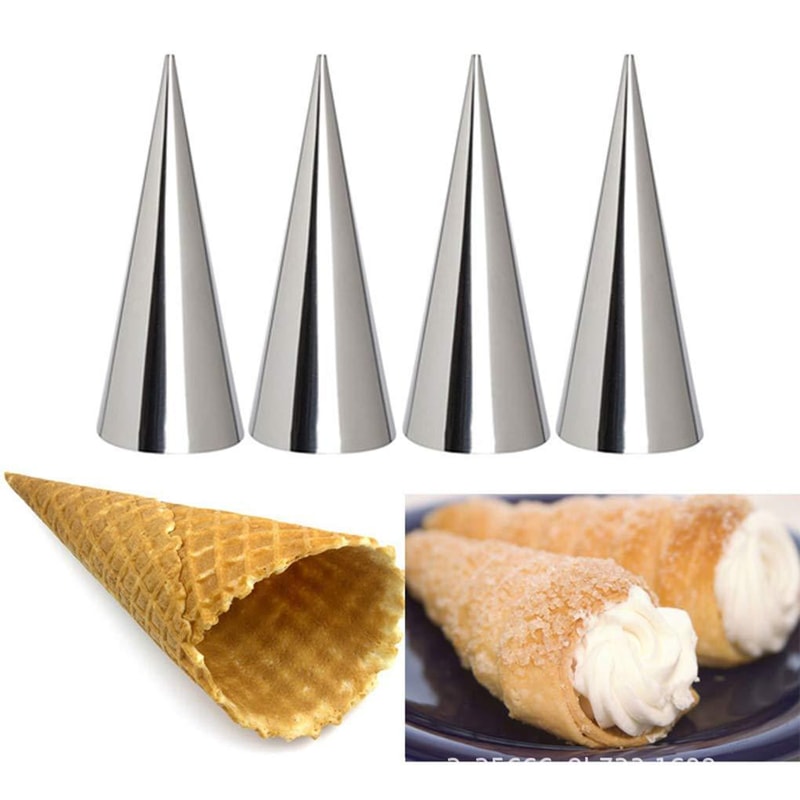 Kitchen Stainless Steel Baking Cones, Horn Pastry Roll Cake Mold for Croissants, Spiral Baked Croissants Tubes