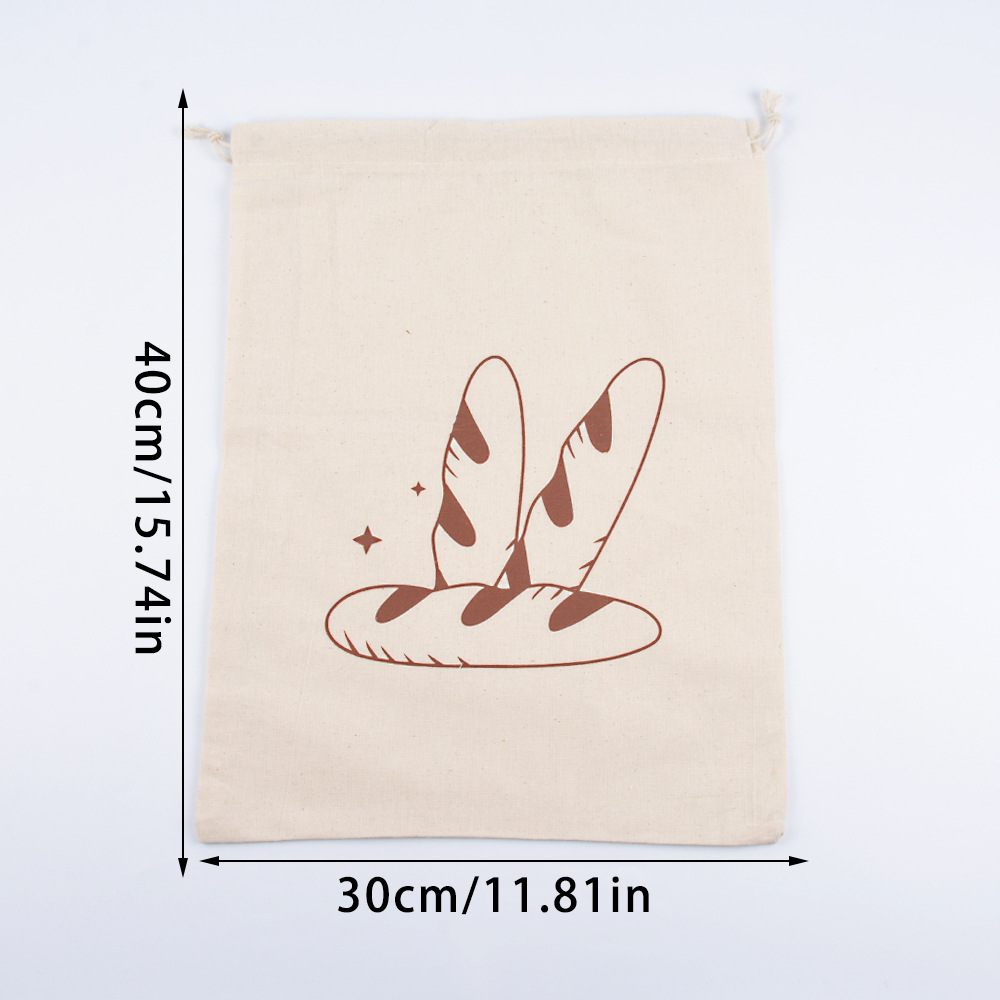Linen Bread Bag Reusable Baguette Cotton Storage Bag for Homemade Bread, Eco-Friendly Loaf Keeping