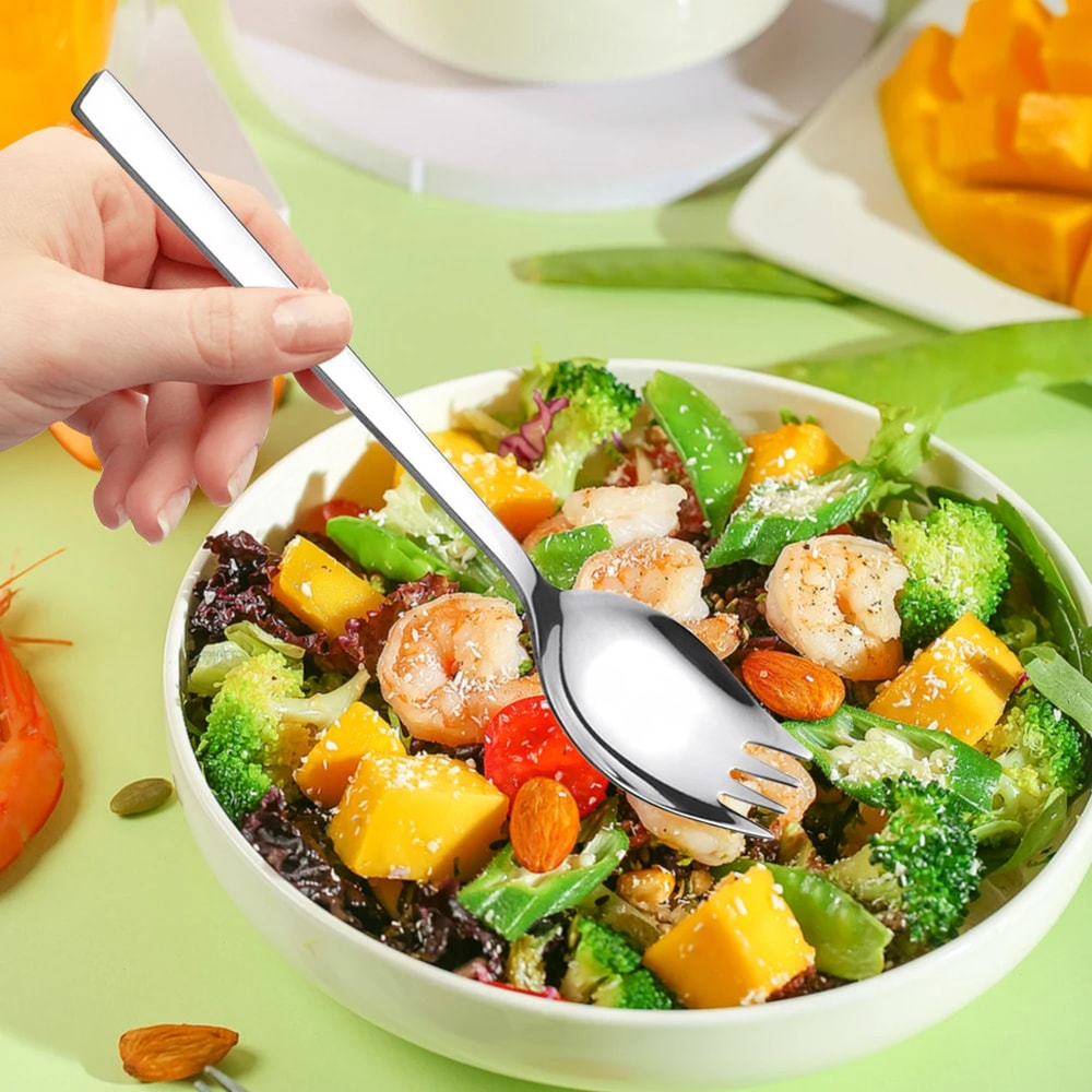 Stainless Steel Sporks Fork Spoon Set For Camping Outdoor Tableware Picnic Salad Hiking Instant Noo