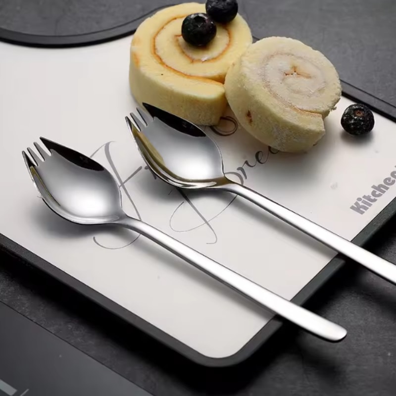 Stainless Steel Sporks Fork Spoon Set For Camping Outdoor Tableware Picnic Salad Hiking Instant Noo