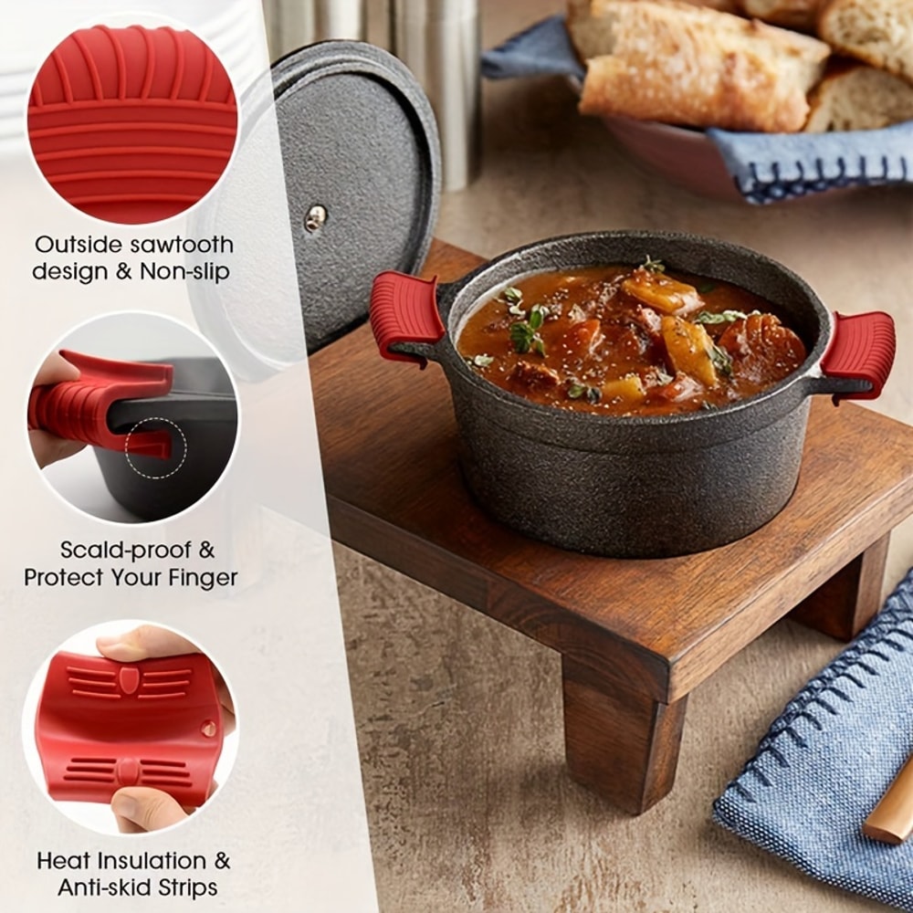Silicone Assist Hot Pan Handle Holder, Anti-slip Heat Resistant Pot Holder Sleeve, Cast Iron Pan Skillet Handle Cover
