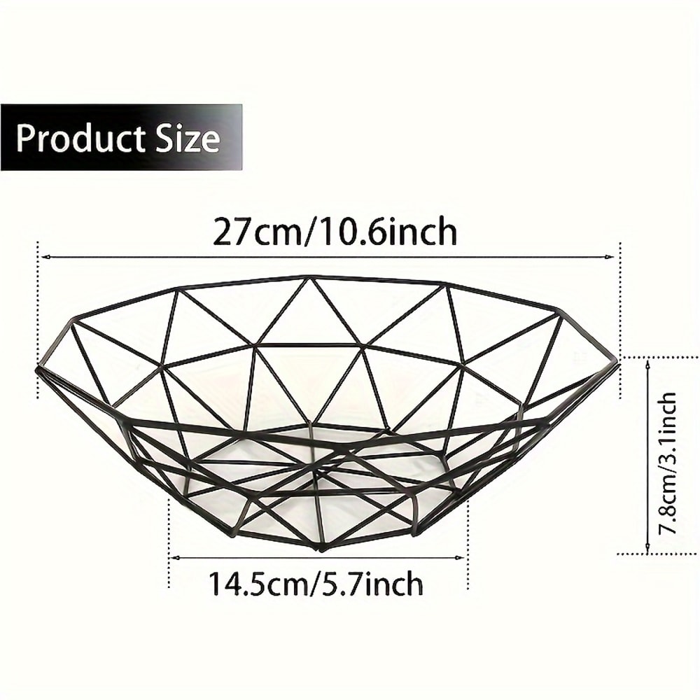 Wire Fruit Bowl, Iron Mesh Woven Basket for Kitchen Countertop, Vegetable Holder, Decorative Fruit Basket for Snacks
